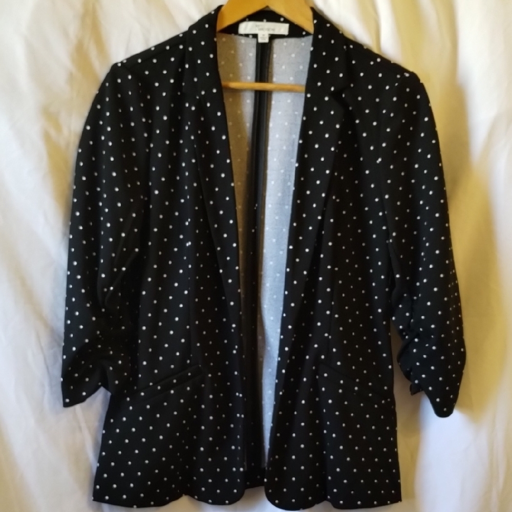 89th & Madison Black and White Polka Dot Blazer